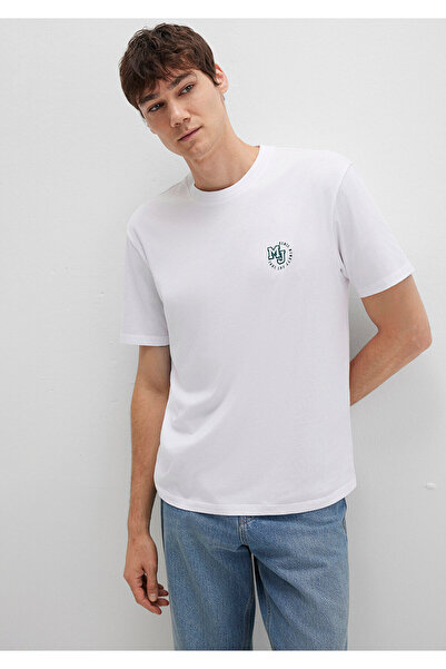 Mavi MJ Logo bedrucktes weißes T-Shirt mit lockerer Passform / lockerer, bequemer Schnitt 0612839-620