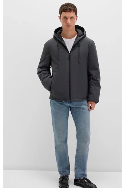 Mavi 0110352 με κουκούλα Φουσκωτό Παλτό Ανδρικό Παλτό ΓΚΡΙ