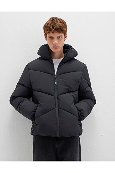 Mavi 0110360 Παλτό Φουσκωτό με κουκούλα Ανδρικό Παλτό ΜΑΥΡΟ