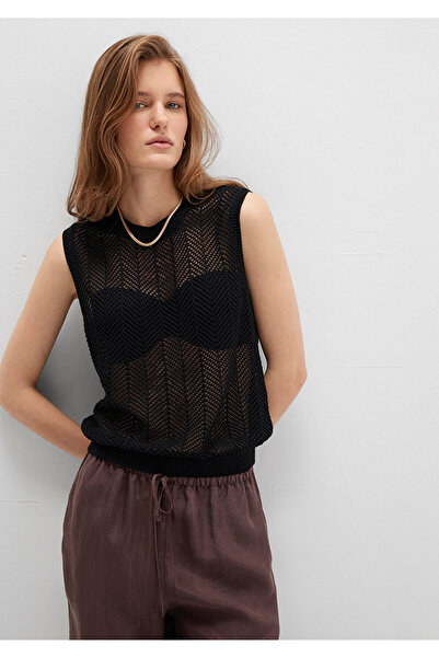 Mavi Schwarzer ärmelloser Strickpullover 1710661-900