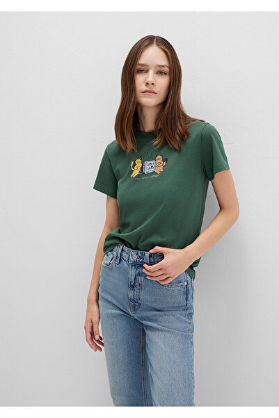 Mavi Πράσινο μπλουζάκι με στάμπα γάτας Semi Slim Fit / Semi Slim Fit 1613472-71924