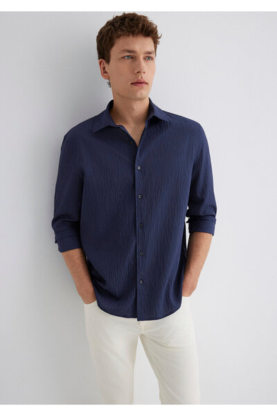 Mavi Μπλε Navy Tencel TM Modal πουκάμισο Regular Fit / Normal Cut 0211625-70490