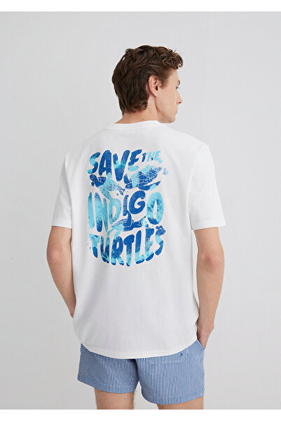 Mavi Індиго Черепахи Принт Екрю Футболка Loose Fit / Вільний Крій 0613011-70057
