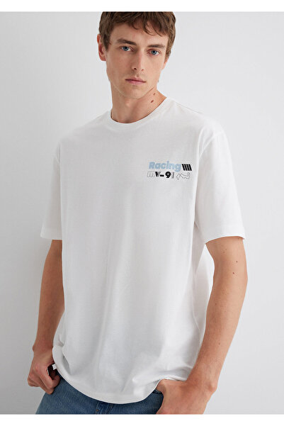 Mavi Printed Ecru T-Shirt Loose Fit / Loose Relaxed Cut 0613033-70057