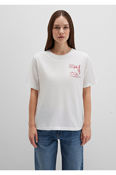 Mavi Cat Printed Ecru T-Shirt Regular Fit / Regular Cut 1613474-70057