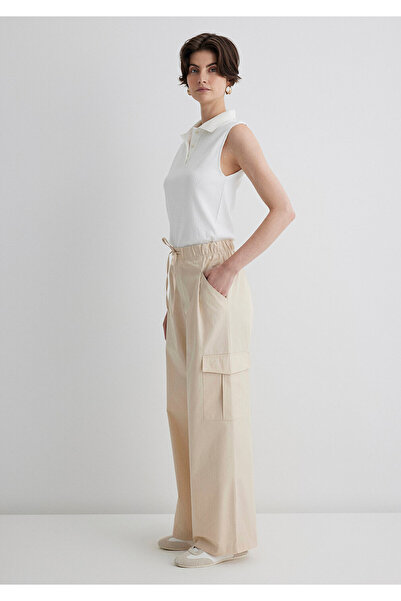 Mavi Beli Lace-Up Ecru Cargo Pants 1011078-70003