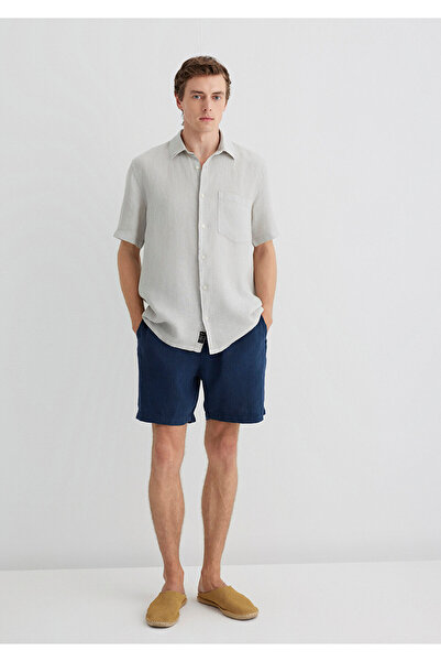 Mavi Navy Blue Linen Shorts 0410103-82183