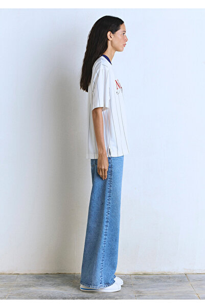 Mavi New York bedrucktes weißes Jersey-T-Shirt in Übergröße / weiter Passform 1613496-620