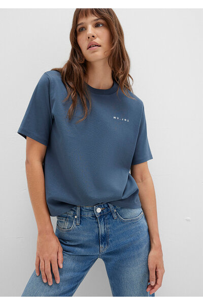 Mavi MV bedrucktes Interlock-T-Shirt in Marineblau, reguläre Passform / normaler Schnitt 1613148-70500