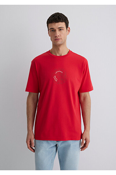 Mavi Rotes T-Shirt mit Istanbul-Print, lockere Passform / bequemer Schnitt 0612996-70471