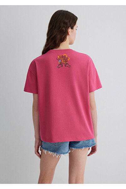 Mavi Bedrucktes pinkes T-Shirt, lockere Passform / weite, bequeme Passform 1613104-71088