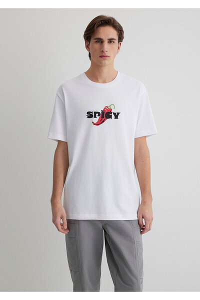 Mavi Πικάντικο εμπριμέ λευκό μπλουζάκι Loose Fit / Loose Relaxed Fit 0612812-620