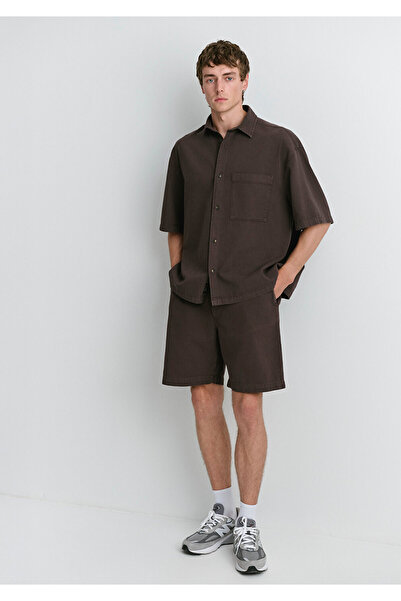Mavi Linen Blend Brown Shorts 0410278-86683
