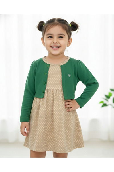 Ege Bebek KIZ ÇOCUK 2-3-4-5 YAŞ KENDİNDEN BOLEROLU MEVSİMLİK PUANTİYELİ ELİSE...