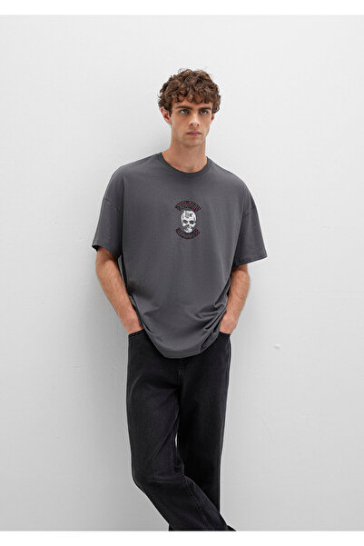 Mavi Μπλουζάκι με στάμπα ανθρακί κρανίου Oversize / Φαρδιά κοπή 0612704-70088