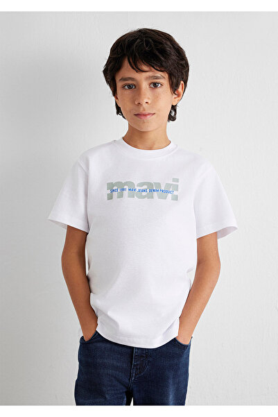 Mavi Weißes T-Shirt mit Logo-Print, reguläre Passform 6610286 -620