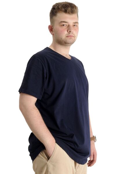 ModeXL Чоловіча футболка великого розміру Mode Xl V Neck 20032 Navy Blue