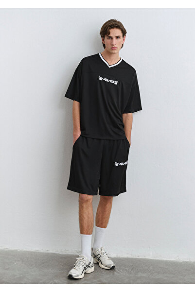 Mavi Mv91 Logo Printed Black Jersey Shorts 0410245 -900