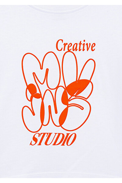 Mavi Bedrucktes Crop Top - Weißes T-Shirt mit lockerer, entspannter Passform 7610275 -620