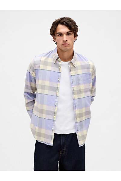 GAP Erkek Mor Standart Fit Oxford Gömlek