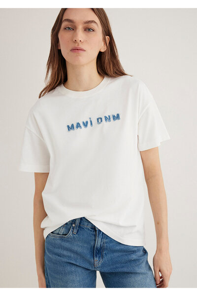 Mavi Μπλουζάκι εκρού με στάμπα Loose Fit / Loose Relaxed Fit 1613146 -70057