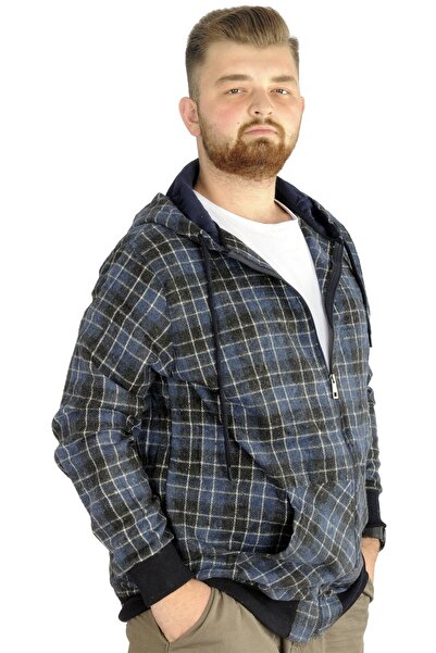 ModeXL Mode Xl Чоловічий светр з капюшоном і кишенями 21574 Indigo