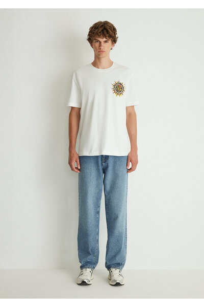 Mavi Μπλουζάκι Sırt με τύπωμα Ecru Loose Fit / Χαλαρή Άνετη Κοπή 0612459-80194