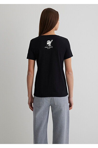 Mavi Μαύρο μπλουζάκι με στάμπα Cat Slim Fit 1613160 -900