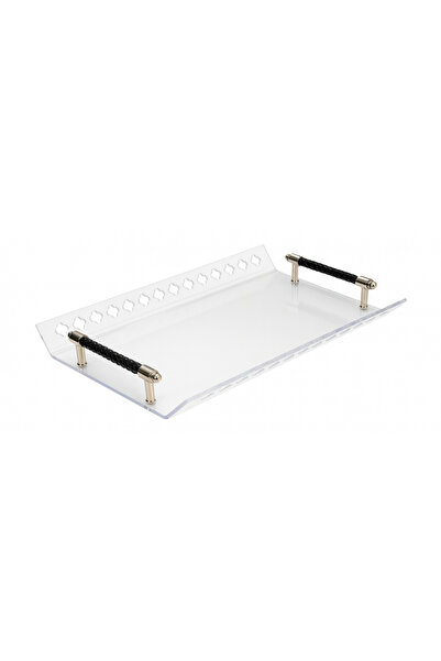 ALQANNAS Premium Acrylic Serving Tray – Medium, Thick & Strong with Black Handles