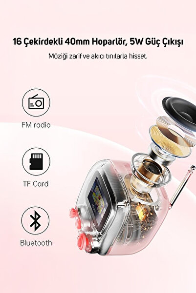 DIVOOM Tiivoo-2 Fm Radyolu Mini Bluetooth Hoparlör Piksel Ekranlı Retro Taşınabilir Ses Bombası
