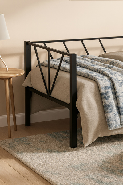 Unimet Alchera Daybed Tek Kişilik Sedir Metal Karyola Siyah