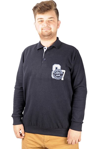 ModeXL Mode Xl Men's Sweat Polo Recycle Thessaloniki Losangeles B20420 Navy Blue