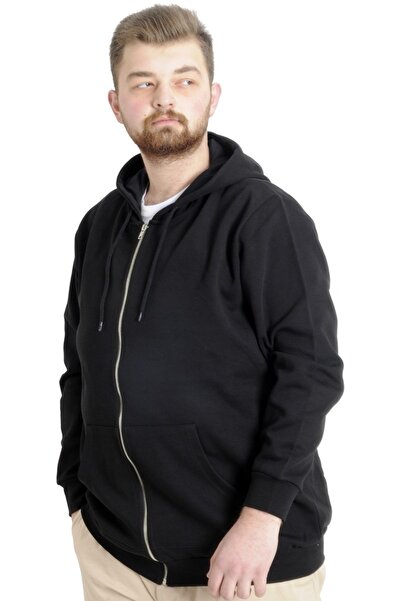 ModeXL Mode Xl Ανδρική ζακέτα με κουκούλα με φερμουάρ Steel Interlock 21600 Μαύρο