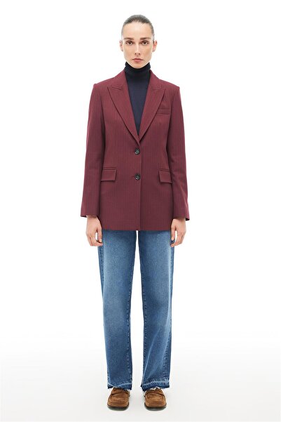 Perspective Burgundy Swallow Collar Jacket