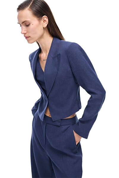 Perspective Navy Blue Akars Regular Fit Jacket