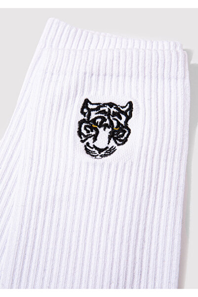 Mavi Weiße Socken mit Tiger-Print 0911744 -620