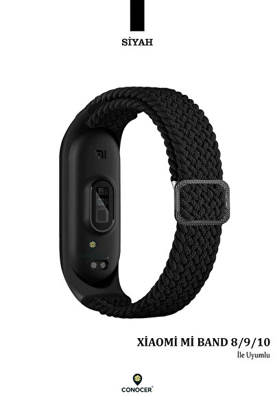 CONOCER New Design Microfiber Woven Straw Cord Strap Compatible with Xiaomi Mi Band 8/9/10