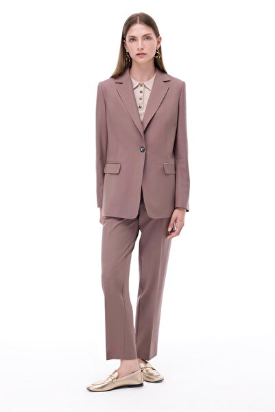 Perspective Alfios Regular Fit Standard Size Fitted Sleeve Jacket Collar Mink Color Women's Jacket