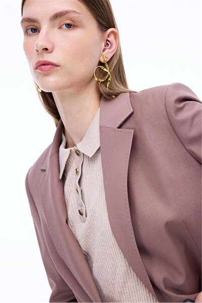 Perspective Alfios Regular Fit Standard Size Fitted Sleeve Jacket Collar Mink Color Women's Jacket