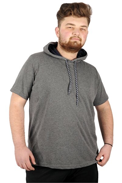 ModeXL Mode Xl Великий розмір Oversize футболка з капюшоном і коміром Basic 21115 Антрацит