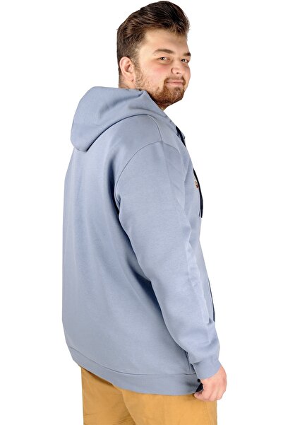 ModeXL Mode Xl Чоловічий светр на блискавці з капюшоном California 21517 Синій