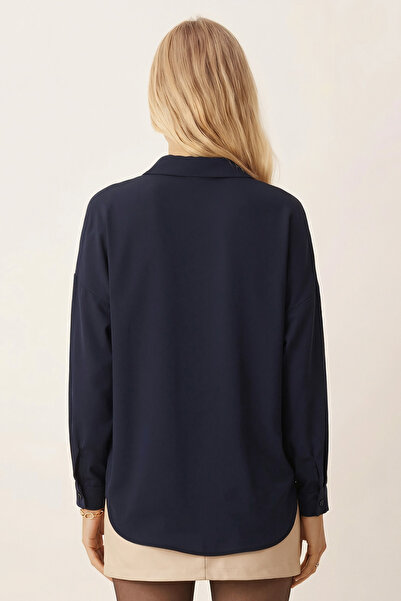 armonika Жіноча темно-синя куртка на блискавці Сорочка ARM21K024090