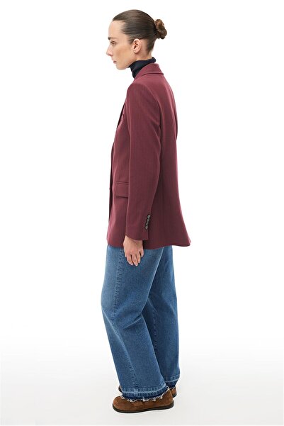 Perspective Burgundy Swallow Collar Jacket