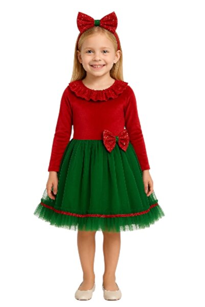 Gala Kostüm Yeşil Etekli Yılbaşı Kız Çocuk Kostümleri
