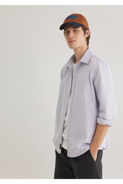 Mavi Navy Blue Striped White Shirt Regular Fit 0211147 -70497