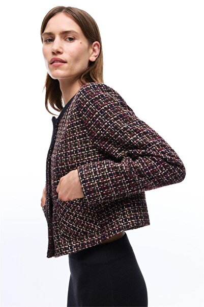 Perspective Aidias Regular Fit Short Length Fitted Sleeve Crew Neck Black Jacket