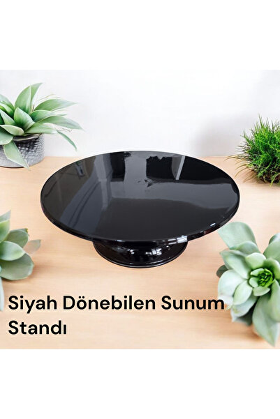 hediyehobihersey Parlak Siyah Sıvama Standı 360 Döner Başlıklı Sunum Stand 32 cm