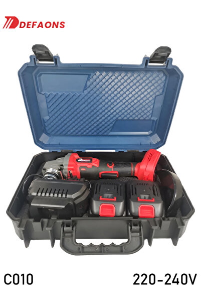 DEFAONS مطحنة زاوية لاسلكية 48 فولت ليثيوم أيون 100 مم، مقبض مضاد للانزلاق، بطاريتان وحقيبة C010 220-240 فولت