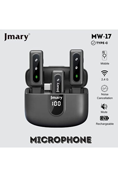 Jmary MW-17 Wireless Lavalier Microphone USB-C for Android, 2.4GHz Clip-On, Noise Reduction