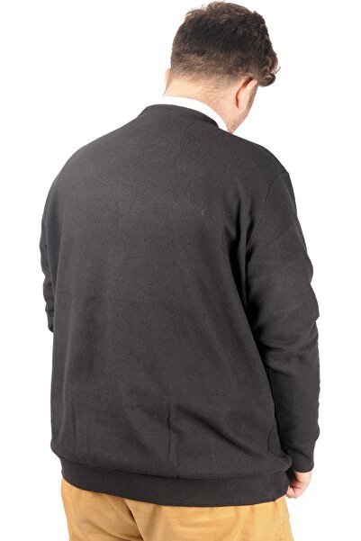 ModeXL Mode Xl Чоловічий світшот Recycle Selanik V-подібний виріз B21542 Чорний